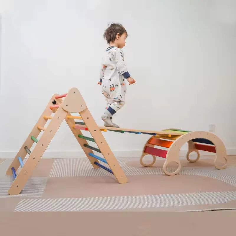 Wood Climbing Arch Rocker Ladder Ramp Toys Kids