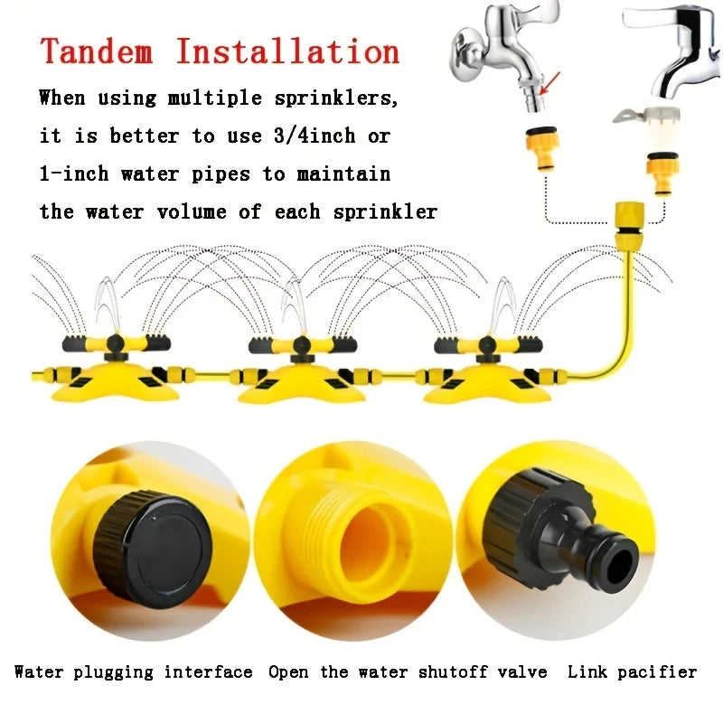 360° Automatic Rotating Trigeminal Sprinkler for Garden