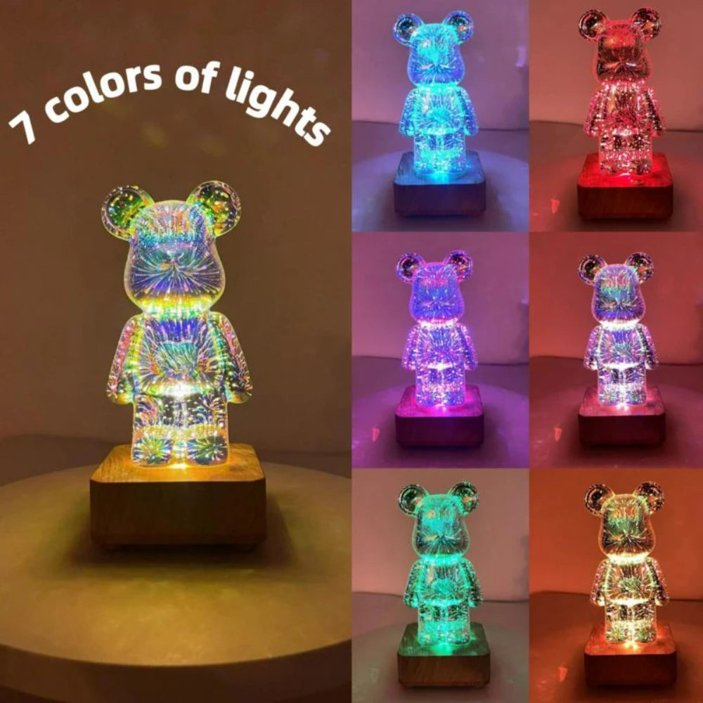 3D Firework Bear Night Light Lamp for Children Bedroom