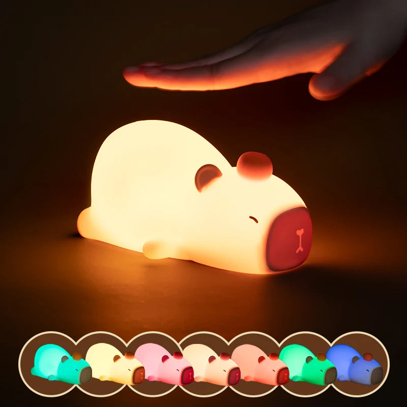 Cute Cartoon Silicone LED Capybara Night Light