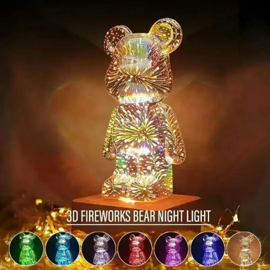 3D Firework Bear Night Light Lamp for Children Bedroom