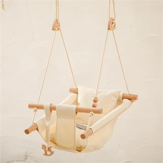 Children Swing Baby Wooden Rocking Reclining Chair