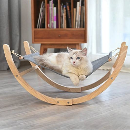 Pet Rocking Chair Bed Solid Wood For Cat Eco-friendly